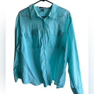 Lauren Ralph Lauren Lightweight Cotton Silk Blend Button-Down Shirt Size 3X